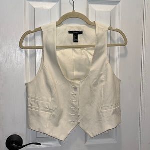 FOREVER21 WHITE BUTTON VEST (S)